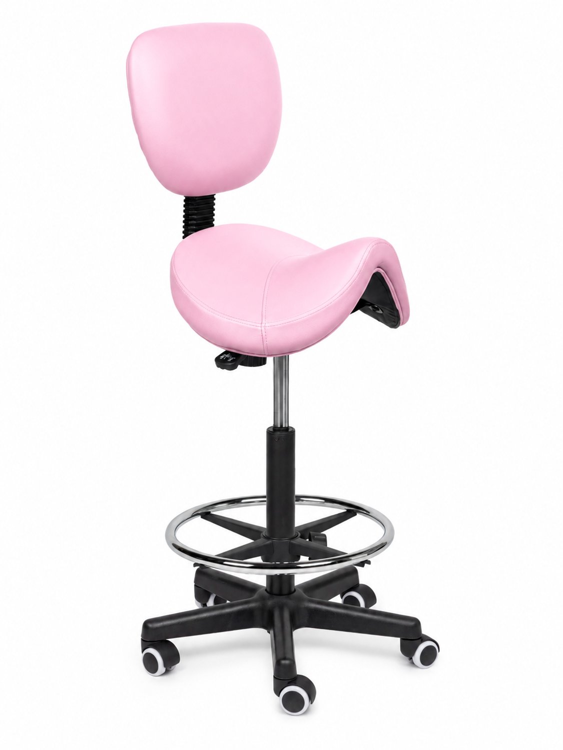 Ergonomische Zadelkruk met Rugleuning Comfort Roze op Wielen Standaard (50-68cm) / Met voetsteun / Standaard wielen