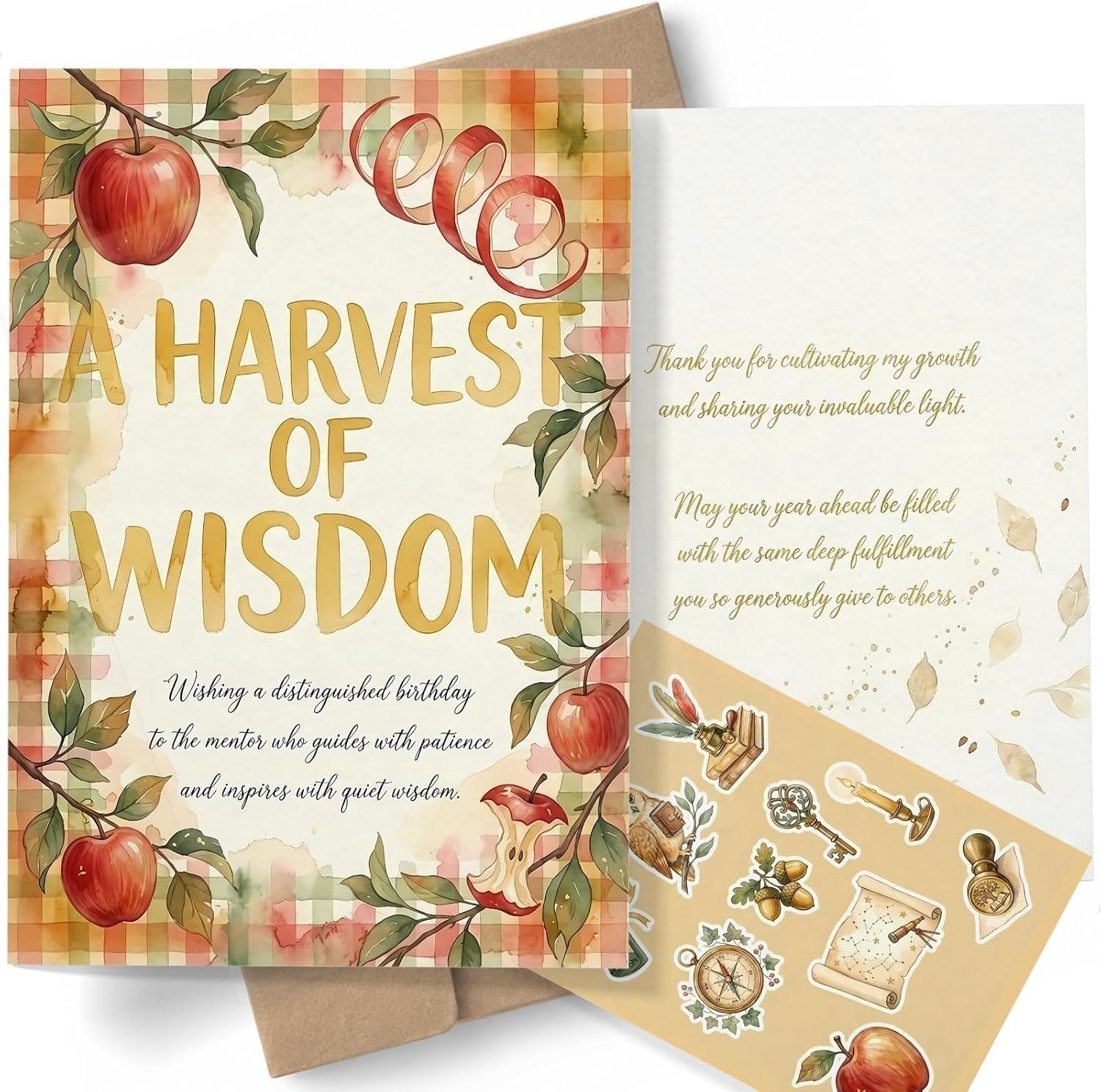 Verjaardagskaart A5 - Aquarel appeloogstontwerp - Dubbelzijdige print - Perfect voor mentor - ShopVlot