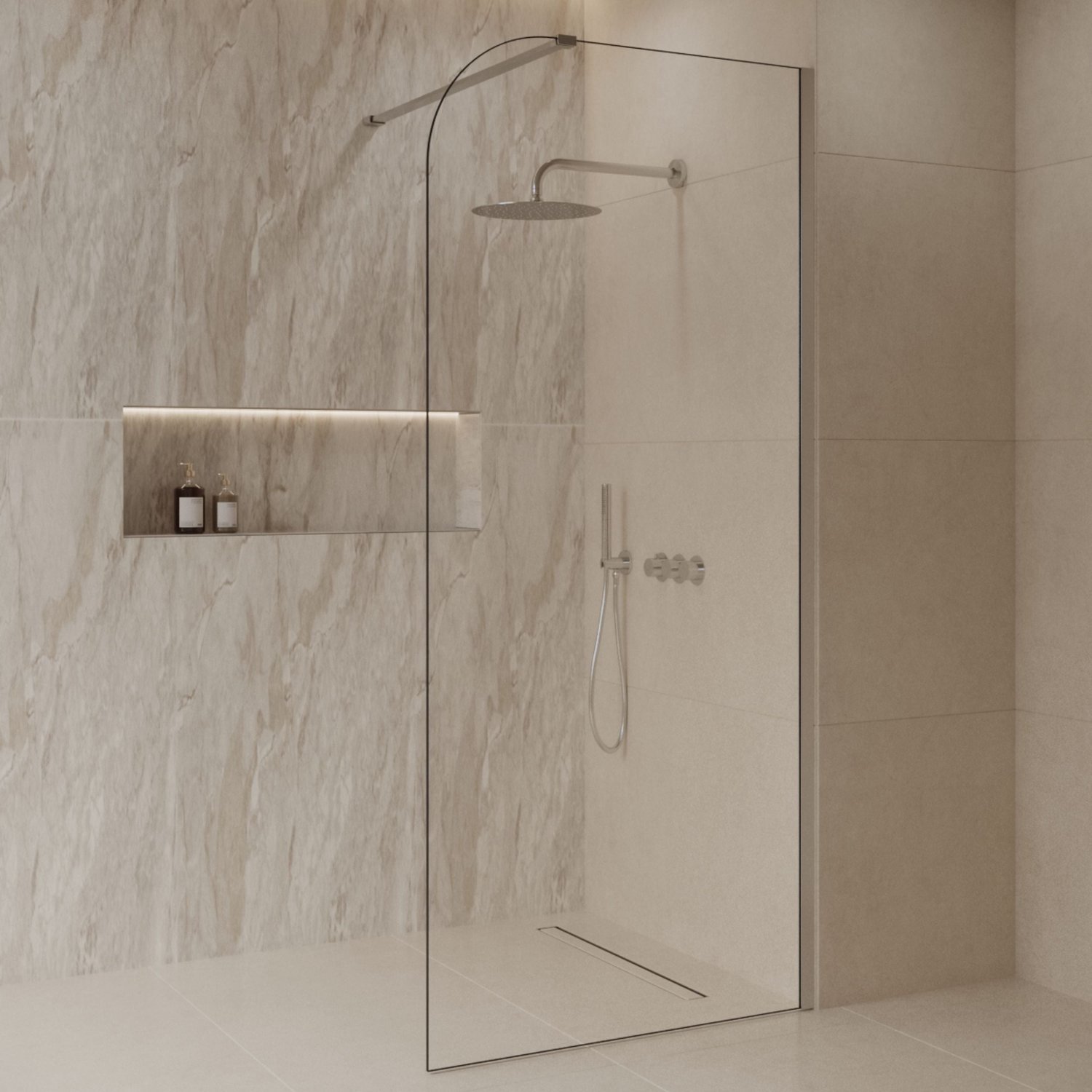 Sanitado Dalis Curve Inloopdouche Helder Glas RVS Profielen 100x200 cm