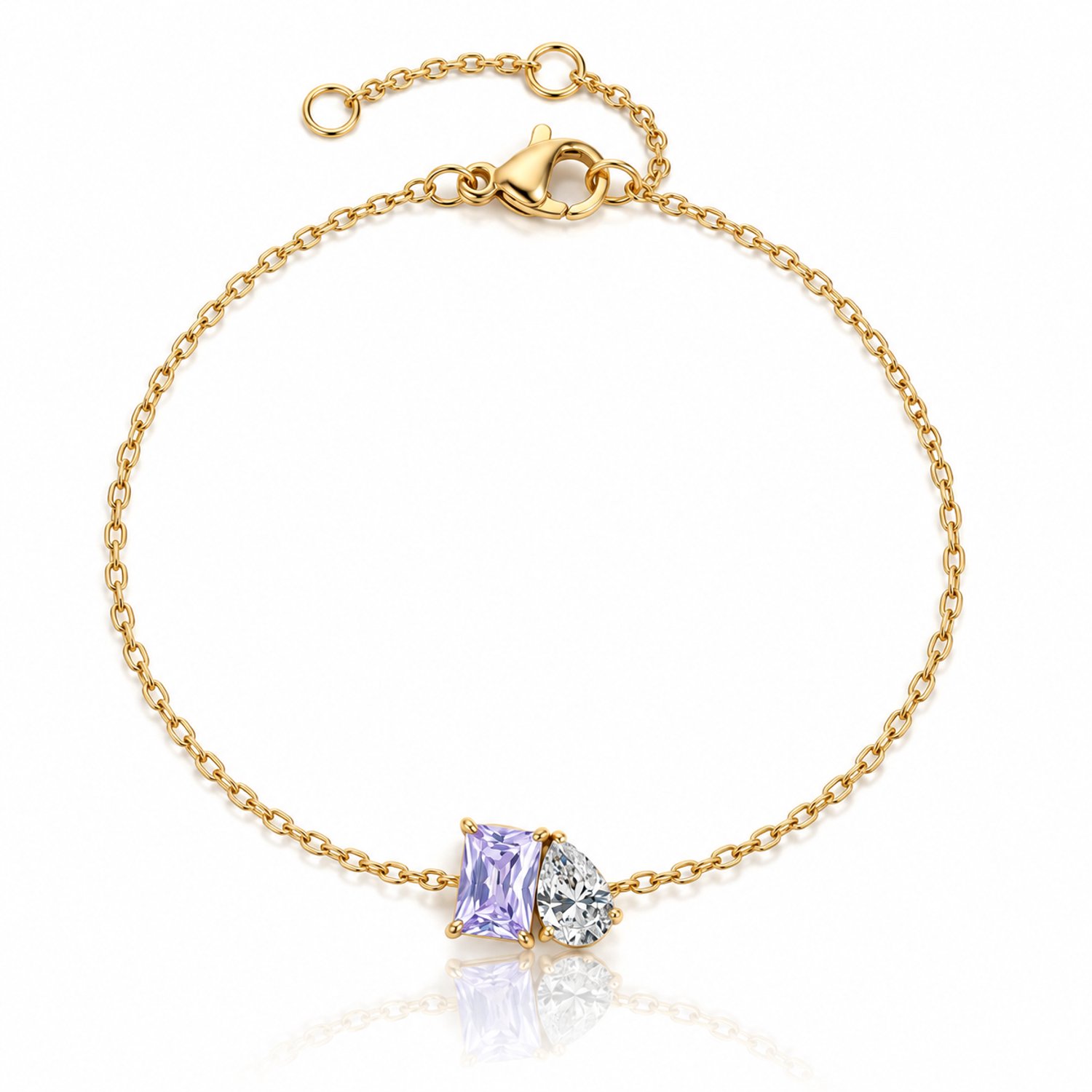 Maevi® Geboortesteen Armband - Maand: Juni - Kleur: Goud - Hoge Kwaliteit - Birthstone Bracelet - Cadeau / Kraamcadeau - Moeder / Mama Kado - Incl. Luxe Verpakking - RVS / Roestvrijstaal / Stainless Steel - Verkleurt Niet - Geboorte & Verjaardag