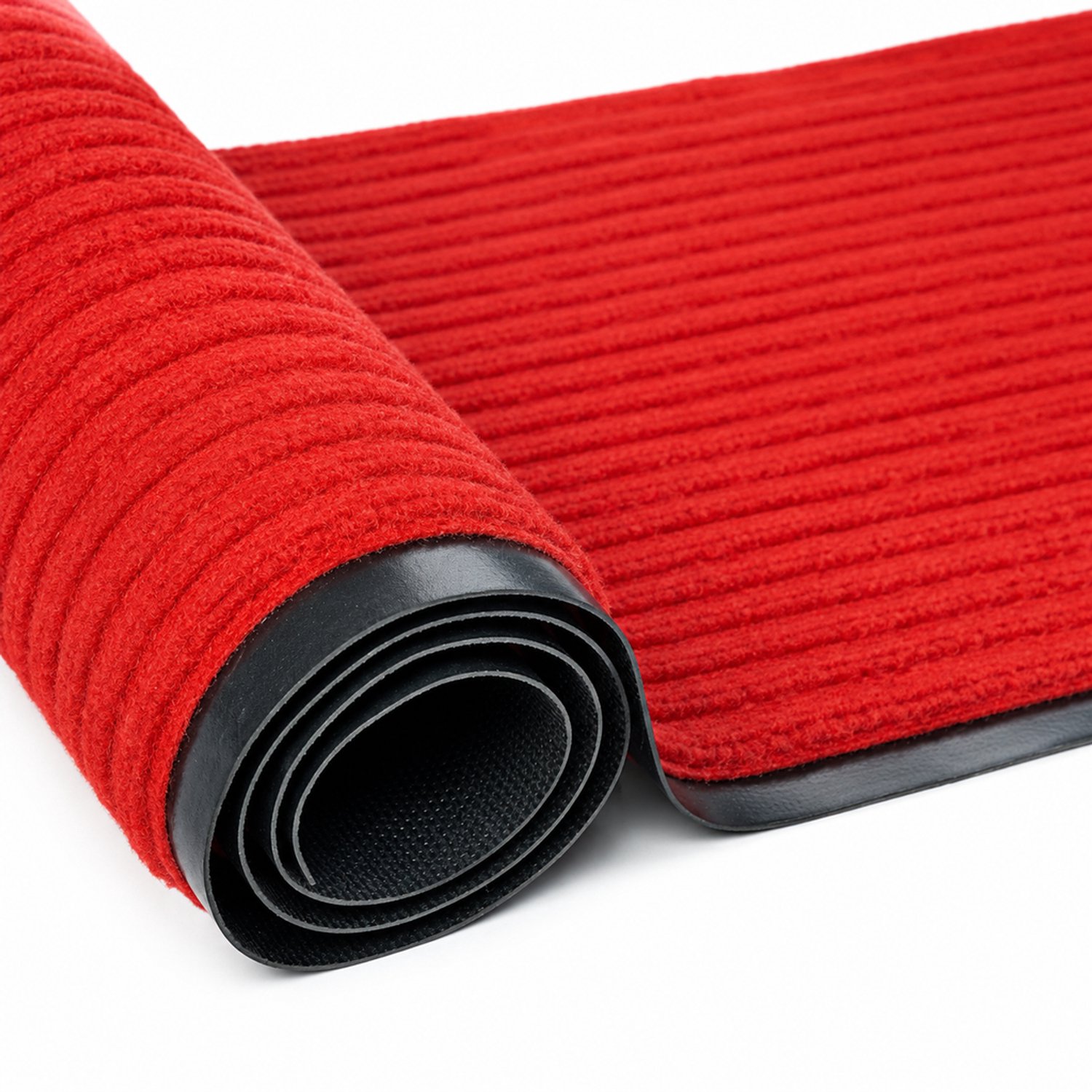SWGOTA Rode gestreepte deurmat 40 x 60 cm, rechthoekige mat van polyester met PVC-rug Helderrood