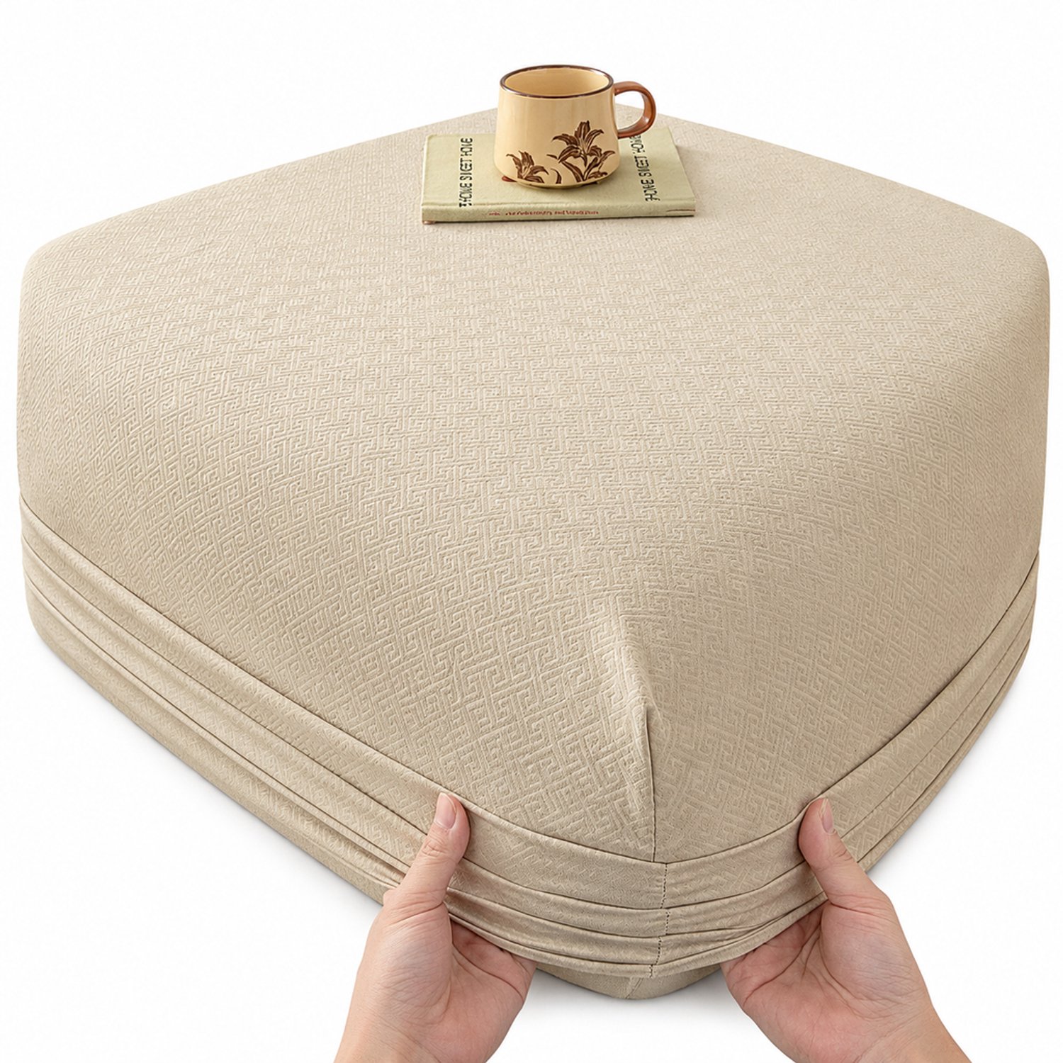 SWGOTA Waterdichte matrasbeschermhoes 99 x 190 cm - Khaki geborstelde stof met geometrische textuur - Voor matrassen tot 30 cm hoog - 1 stuk