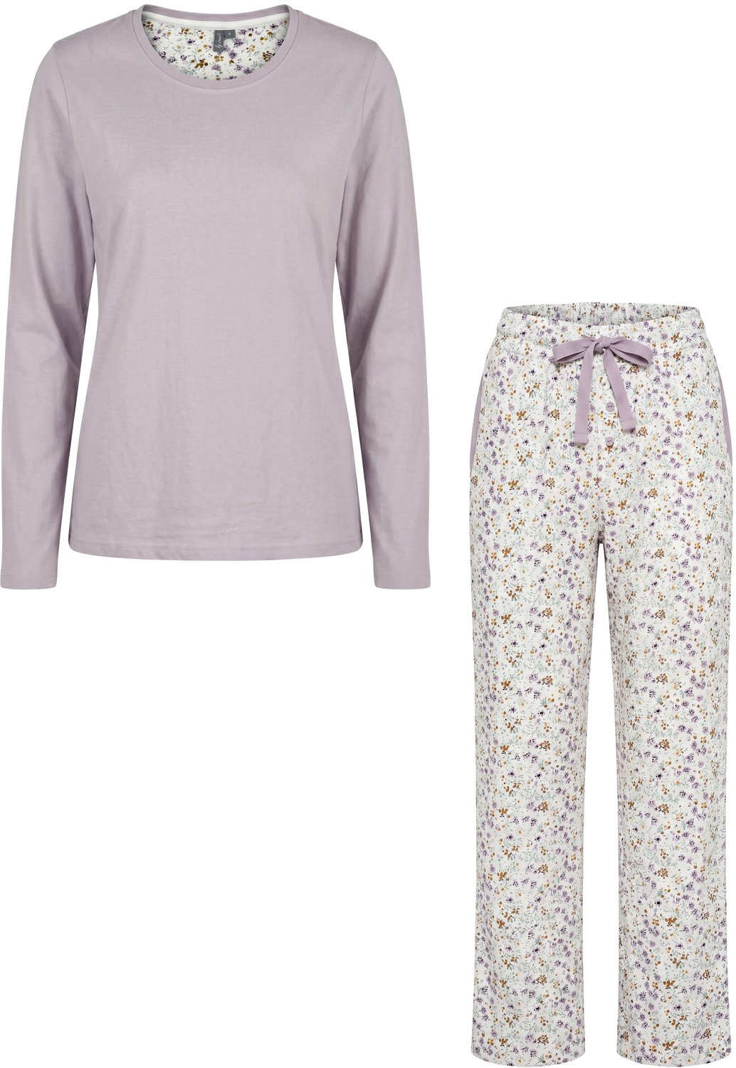 By Louise Dames Pyjama Set Lang Katoen Gebloemd Lila