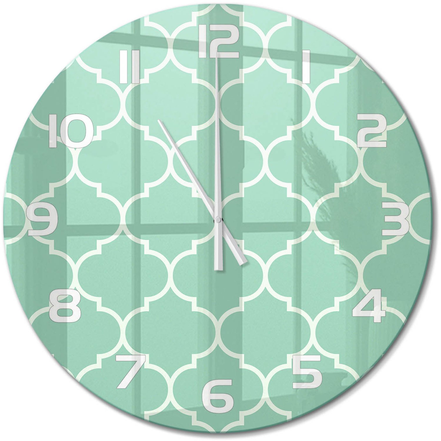 TULUP Wandklok - Marokkaanse achtergrond Glazen Klok Met Print - fi60 cm - Groente Wandklok Glas Met Motief - Witte handen - Ronde Klok - Wandklok Glas Decoratie - Gekleurde Glazen Klok