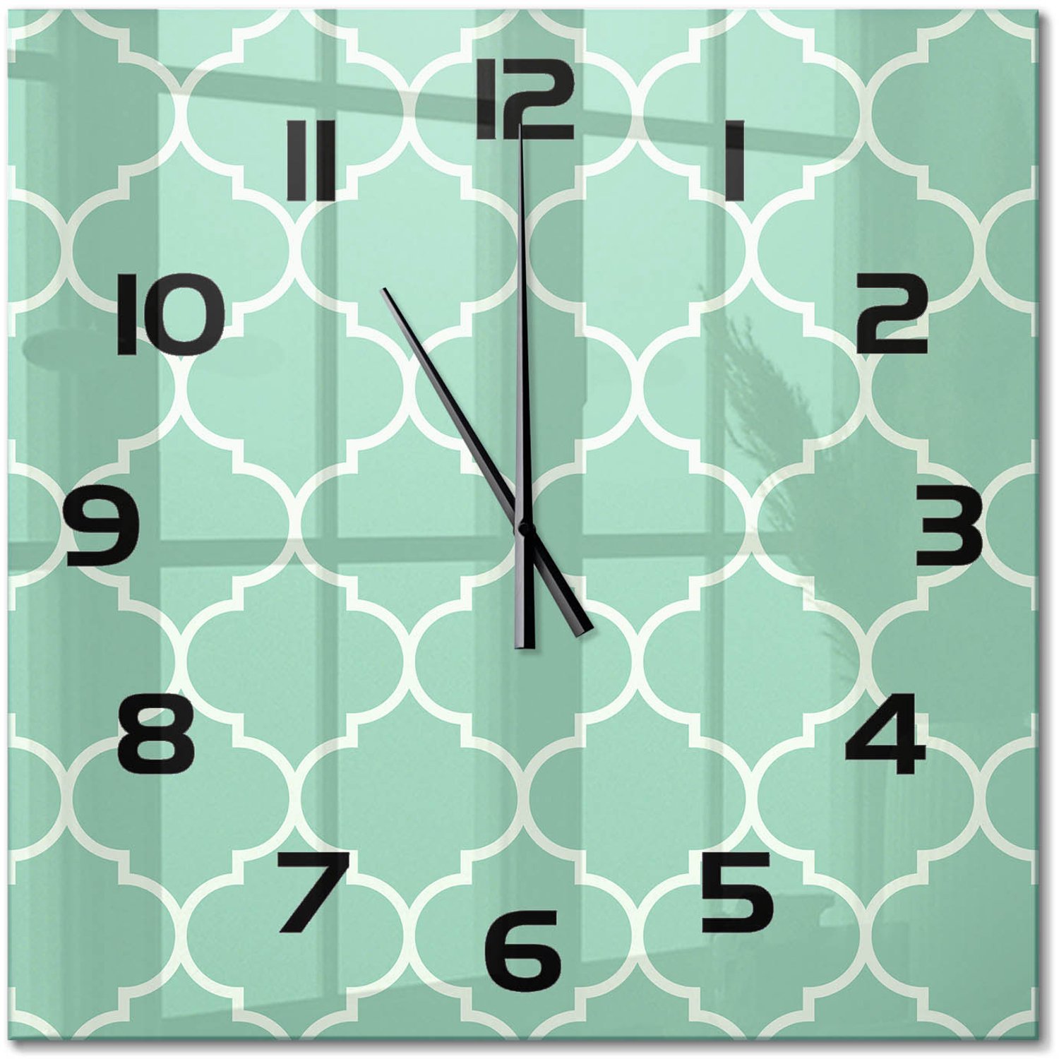 TULUP Wandklok - Marokkaanse achtergrond Gekleurde Glazen Klok - 60x60 cm - Groente Glazen Klok Met Print - Zwarte handen - Vierkante Klok - Moderne Wandklok Glas - Wandklok Glas Decoratie