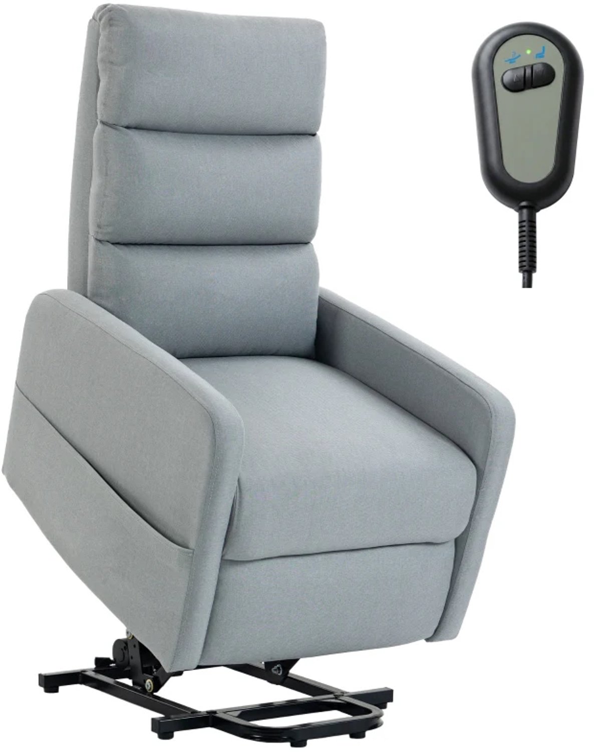 GranMaison Sta op stoel elektrisch - Relaxfauteuil - Zetel - Stof - 1 persoons - Met armleuning - Zeer comfortabel - Elektrisch - Grijs
