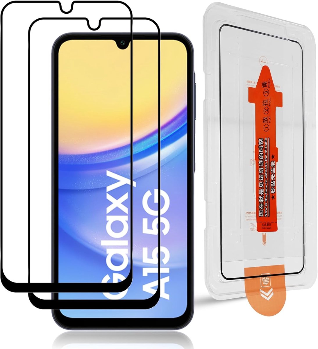 2 stuks pantserglas voor Samsung Galaxy A15 4G/5G, 9H hardheid, krasbestendige beschermfolie, anti-luchtbellen, HD heldere beschermfolie