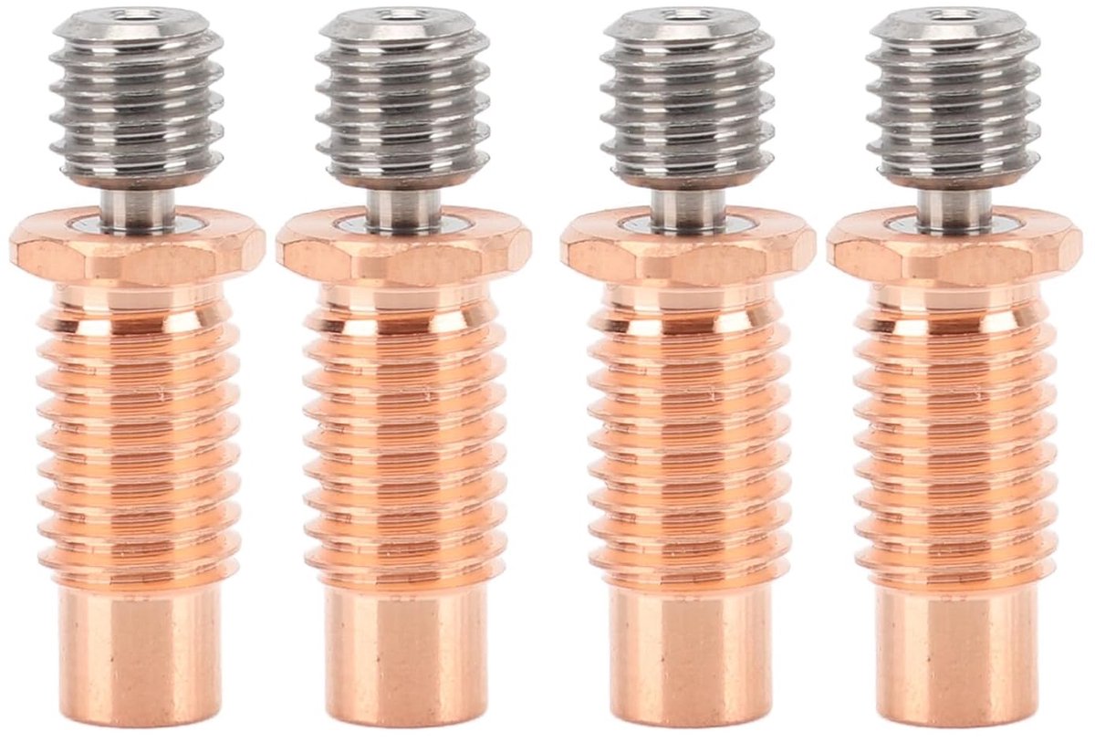 4 Stuks Volledig Metalen Hittebreker, Koperlegering Extruder Keelbuis met Heldere Draden, Professionele 3D-printer Hittebreker (voor V6 met Hex Edge)
