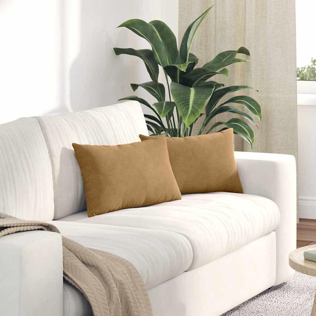 2 stuks, bruin, 50 x 30 cm, corduroy, minimalistisch, ribfluweel, voor woonkamer en kantoor