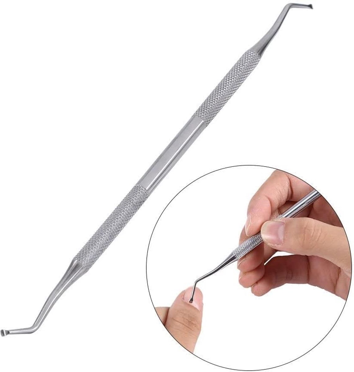 Tang met dubbele kop van roestvrij staal, nageltip, nagelvijl voor reparatie van nagels, professioneel reinigingsgereedschap voor pedicure en teennagels