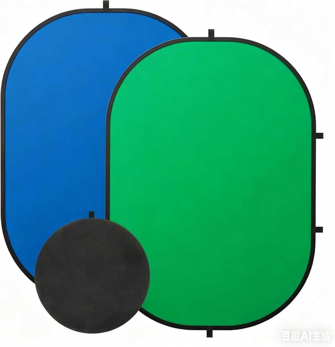 2 in 1 Blauw Groen Achtergrond Opvouwbare Omkeerbare Achtergrond Panel 6.5x5ft Chromakey Scherm met Draagtas, 100% Mousseline Katoen