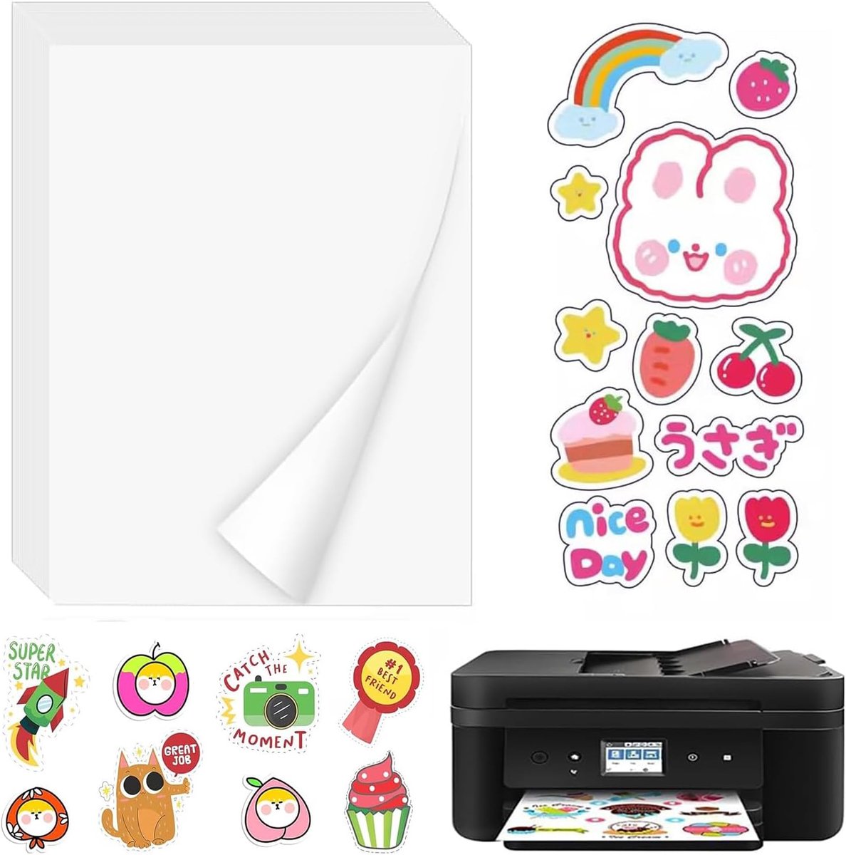 Stickerpapier om te bedrukken, 10 vellen A4 Inkjet vinyl stickers, bedrukbaar vinyl stickerpapier, transparante vinylstickerfolie voor laser- en inkjetprinters