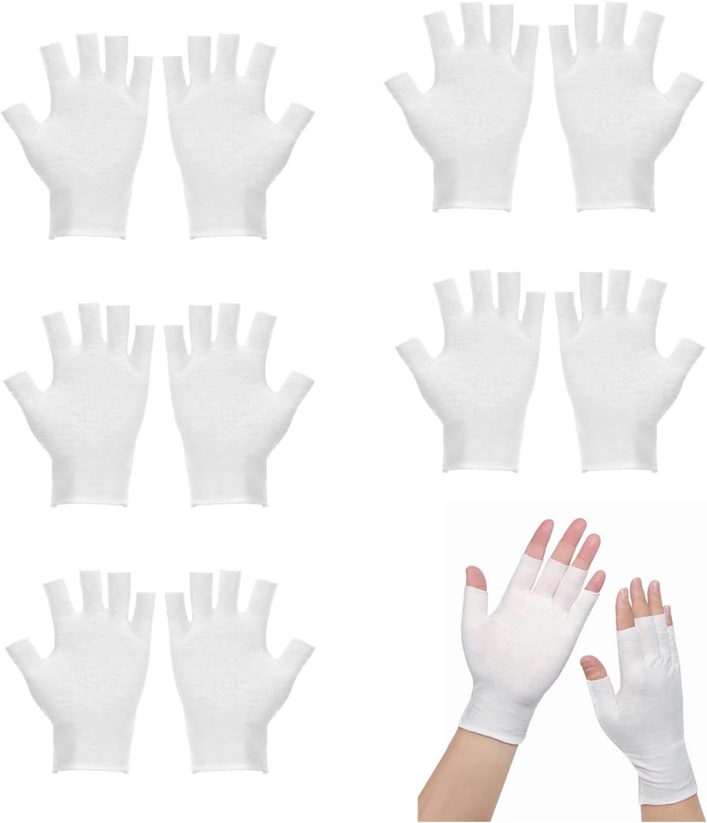 5 paar katoenen handschoenen neurodermitis, witte vingerloze handschoenen voor eczeem, vochtinbrengende handschoenen voor droge handen, slapen, touchscreen, spa, huidbehandeling