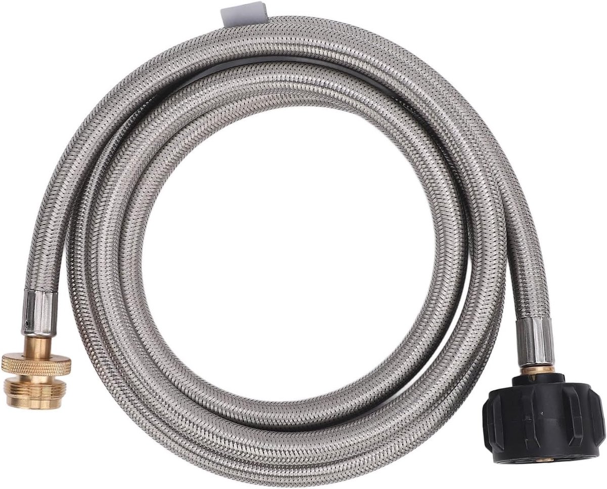 5ft Propaanslangadapter, Messing Fittingen RVS Laagslangadapter voor 1lb Tot 20lb Tanks, met AAN UIT Regelklep voor Q Grills Camping Bakplaten Kachels