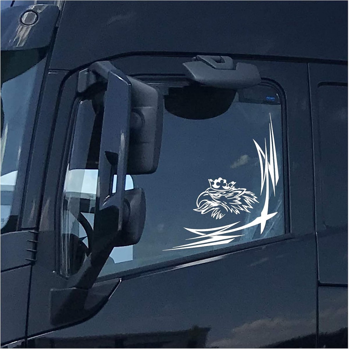 raamdecoratie vrachtwagen sticker decoratie sticker venster scallops ornamenten ruiten KX036 (wit glanzend, binnenklevend)