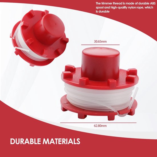 4 x draadspoel voor Einhell grastrimmer GE-CT 36/30 Li E Solo, Agillo 36/255 BL, agillo 18/200, lengte 8 m, van nylon, diameter 2 mm — afbeelding 4