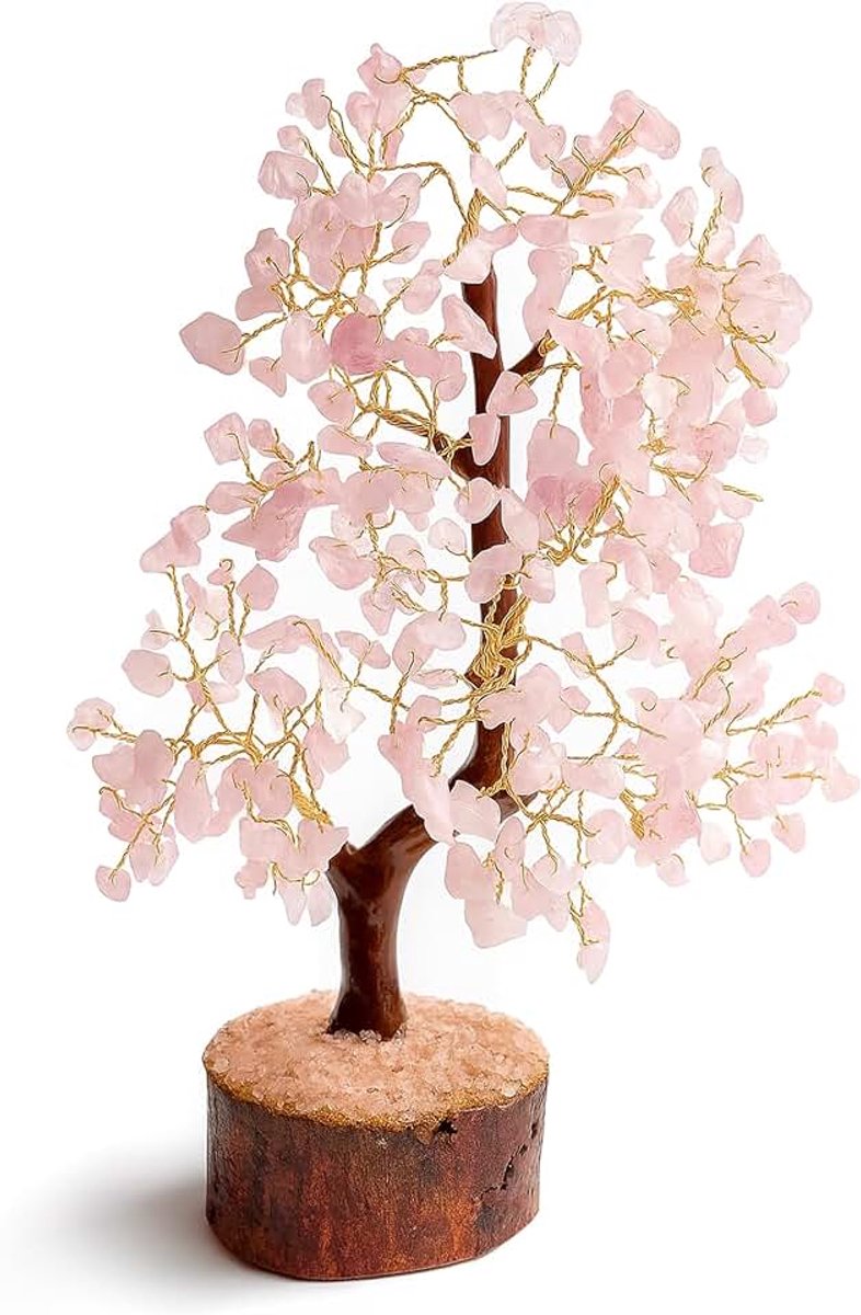 Draad edelsteenboom - kristalboom geluksboom met echte stenen - rozenkwarts chakra boom, harmonische helende steen boom, decoratieve edelsteen boom liefde - stenen boom kristallen