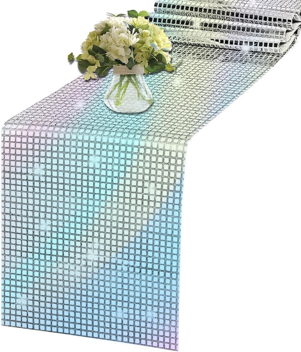 Decoratieve Tafelloper, 30 x 275 cm, Zilveren Pailletten