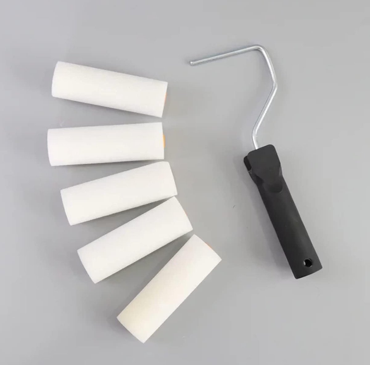 Verfrollenset van schuimrubber, complete set met 5 reserveonderdelen en kuip, voor het lakken van deuren, houten of metalen oppervlakken