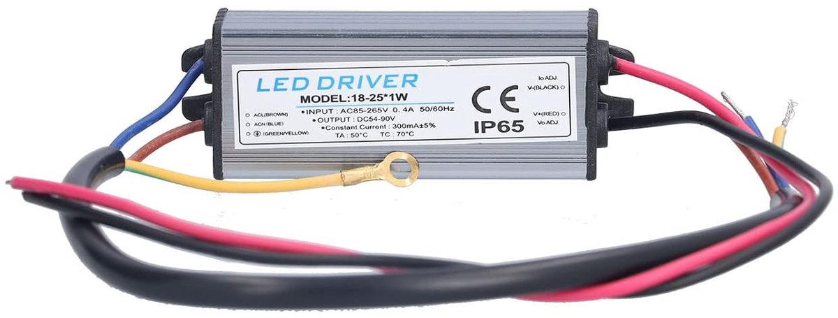 LED Driver 300mA, AC85-265V naar DC54-90V, Aluminium Voeding