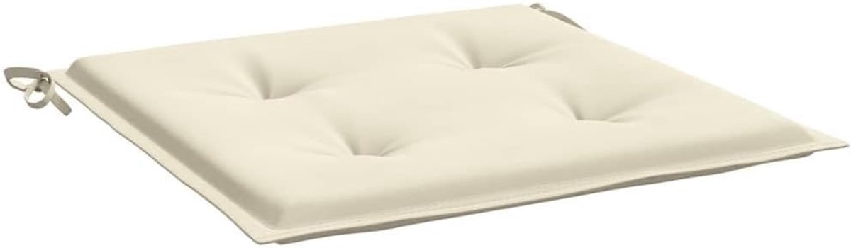 Stoelkussen crème 40x40 cm, 4 STK. Waterafstotend zitkussen van Oxford-stof met schuimvulling voor tuinstoelen, antislip door koorden