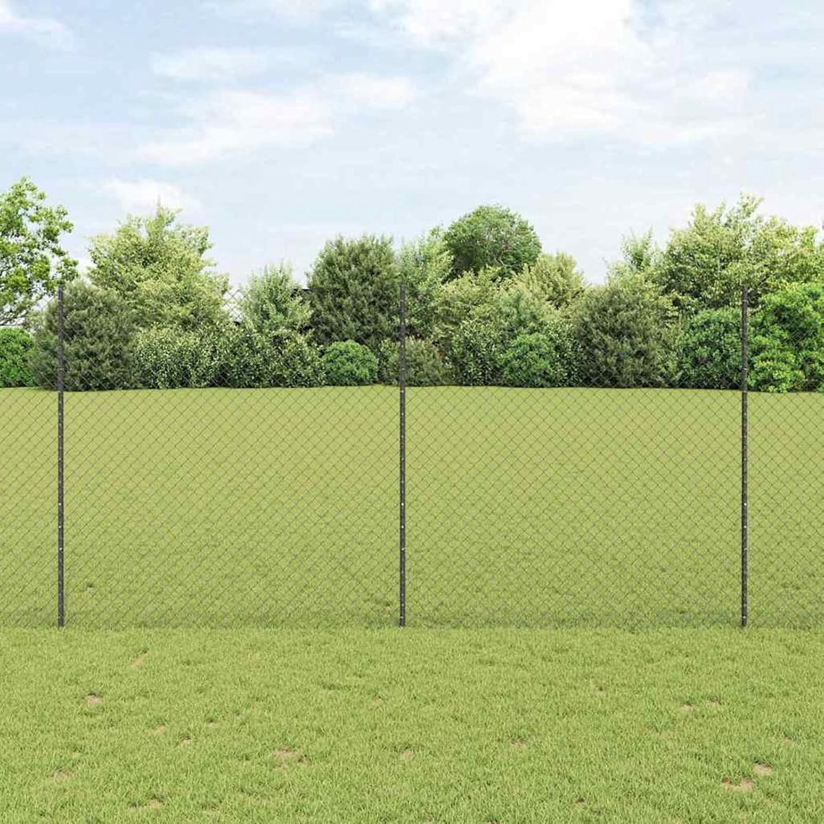 Palen grijs 1,5x10 m staal, hekstangen metalen palen voor draadhekken tuinhek binnenplaats kippenhok wilgenhek buiten 3336263