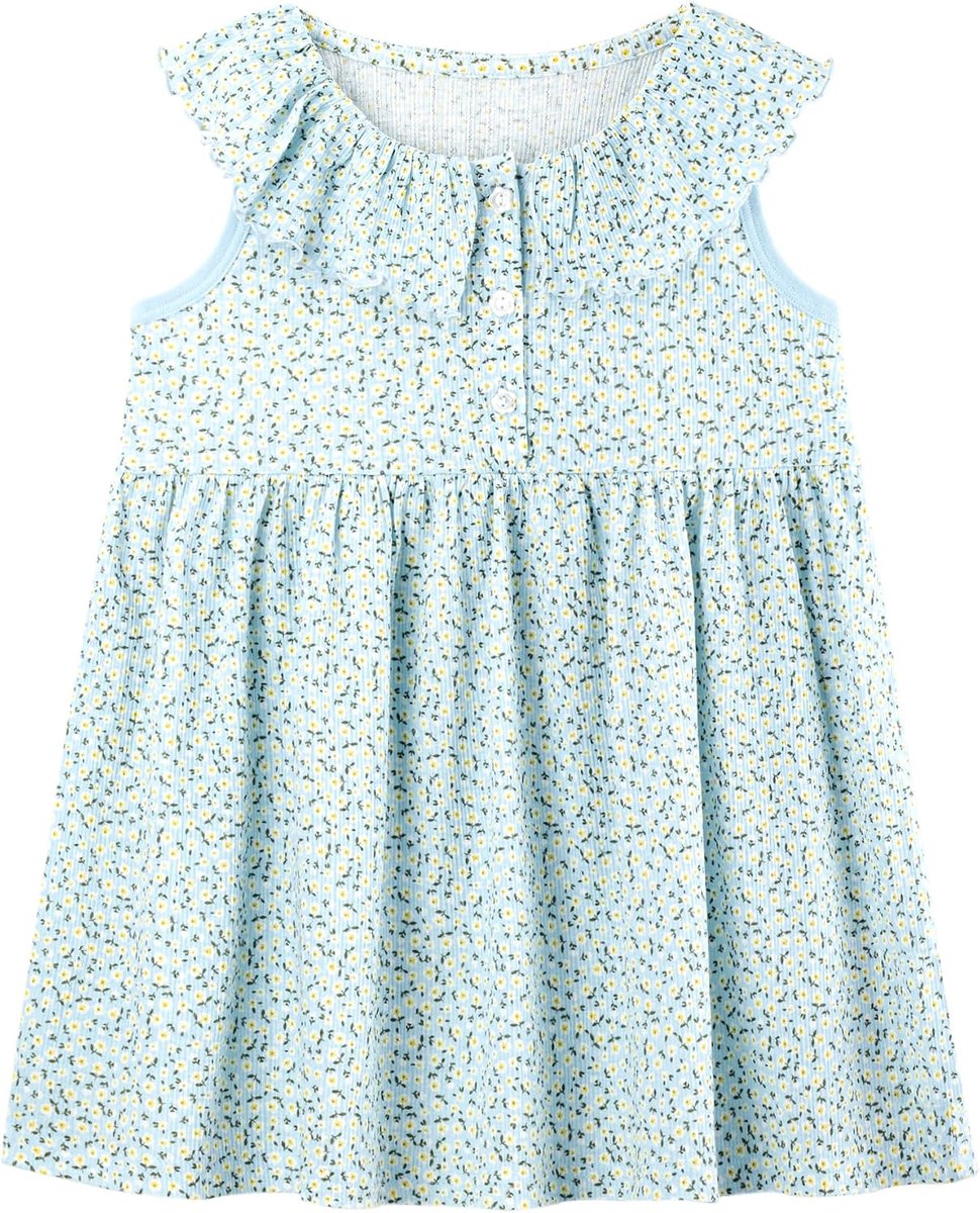 Zomer Zoete Leuke Bloemen Prinses Mouwloze Ruche Jurken Strand Katoen Casual Nachthemd