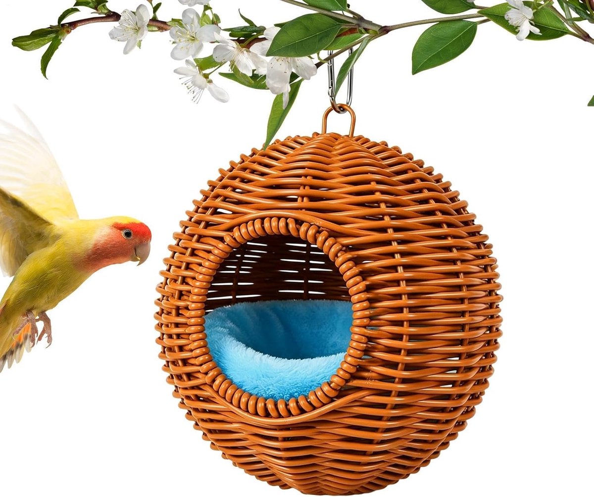 Wasbaar comfort, vogelbroednest van ijzerdraad, 17 cm, met binnenmat voor parkieten, ara's, veilige rustzone, decoratieve dieraccessoires voor woning, kantoor, volière, slaapkamer, ontspanning