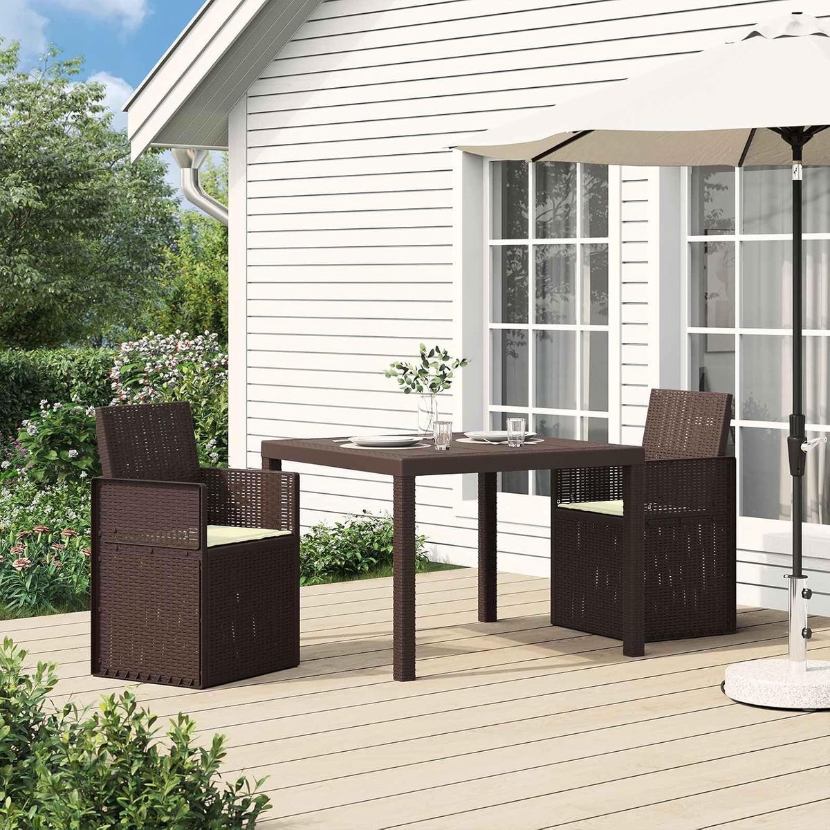 Eetkamerstoelen 2 stuks bruin crème PP