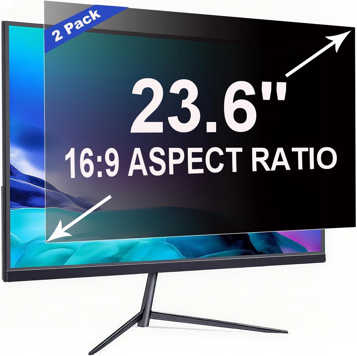 2 Stuks privacyfilter voor 23.6 inch 16:9 (52.2x29.4cm) computermonitor - blauw licht filter & anti-reflectie, afneembaar privacyscherm | PC-beschermfolie voor kantoor