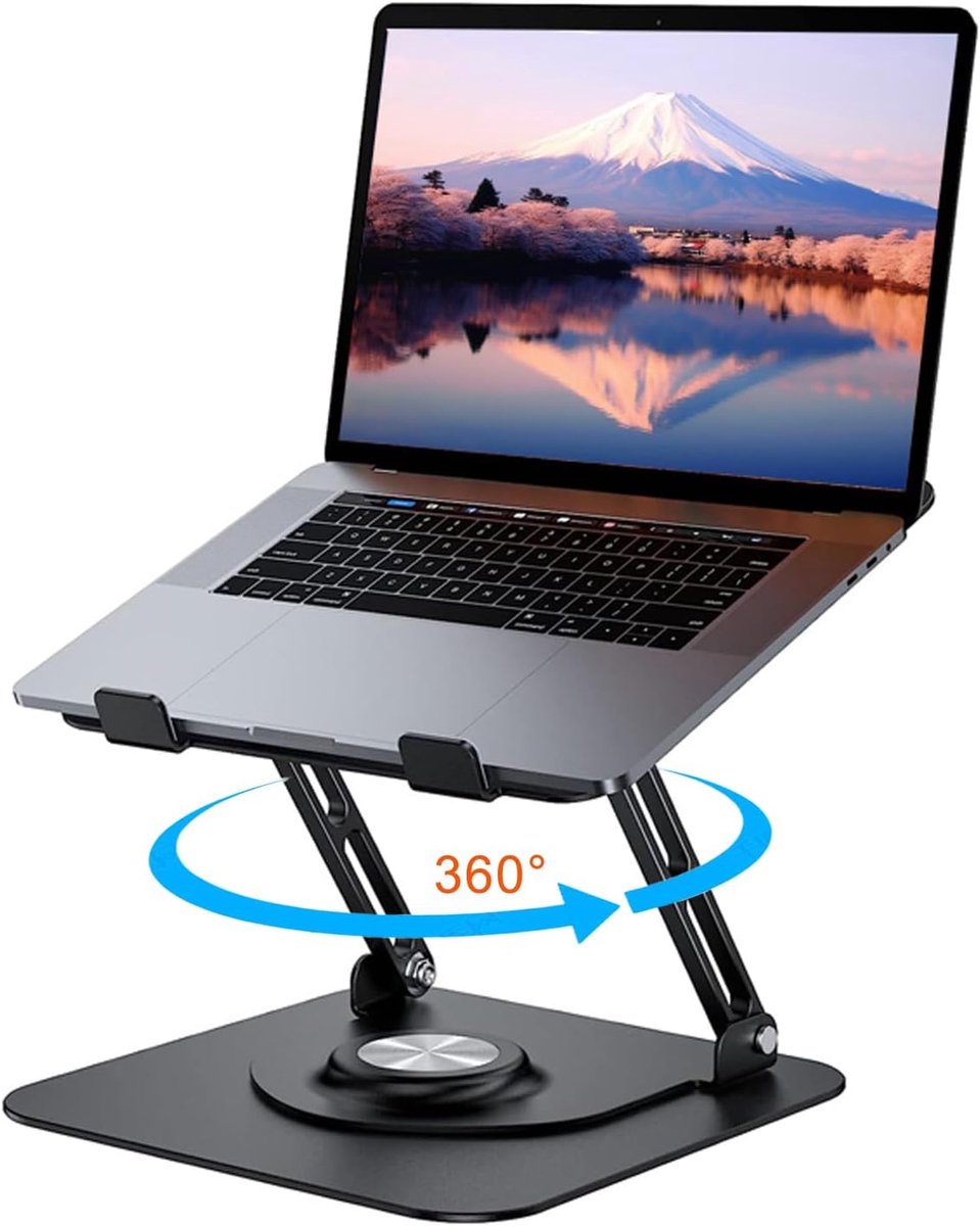 Laptopstandaard met 360° draaibare basis, Opvouwbaar in hoogte verstelbare laptopstandaard, ergonomische notebookstandaard, geventileerde laptophouder compatibel met MacBook Pro/Air,all Laptop 10-17"