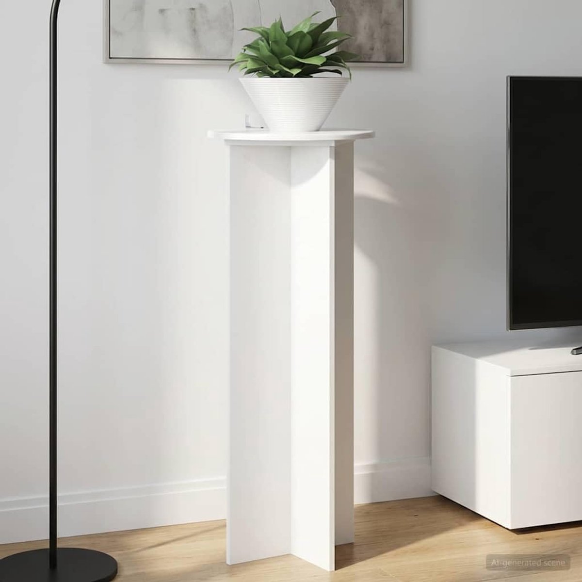 Hoogglans plantenstandaard van houtmateriaal Ø40 x 100 cm, 2 stuks voor binnenshuis