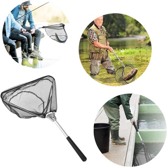 Schepnet voor vissen, opvouwbaar, telescopisch schepnet 50 cm, visnet met opvouwbaar visnet, visaccessoires voor volwassenen en kinderen — afbeelding 4