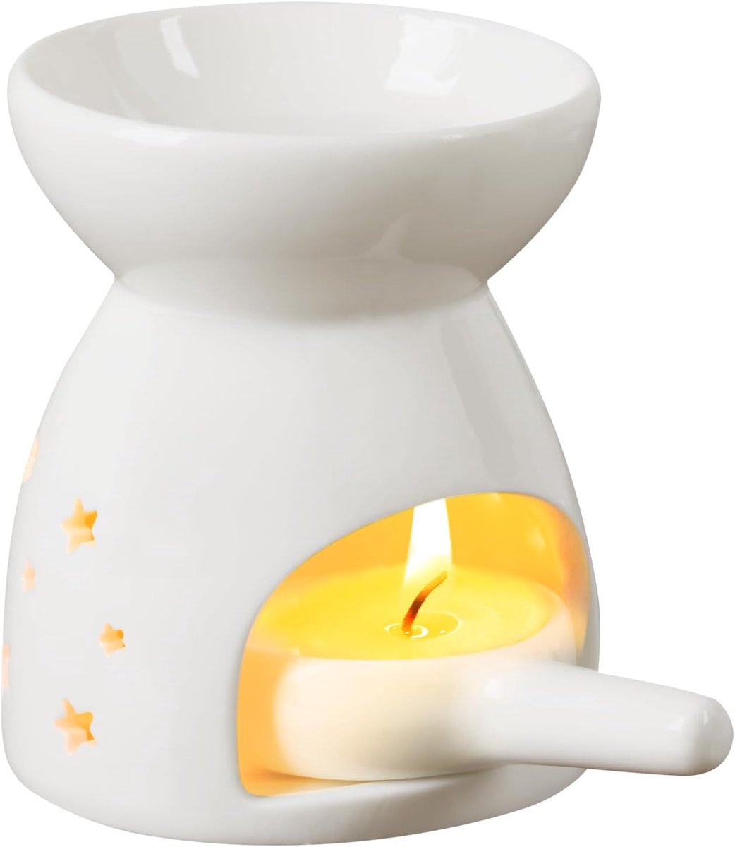Dailygoods- Wasbrander Keramisch - Theelichtkaarsenhouder - Wax Melt - Decoratief - Hittebestendig - Elegante Hoogglans Afwerking - Theelichthouder