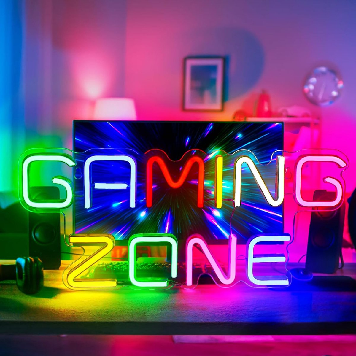 lichtbord, one game neon teken cool USB-aangedreven neonbord kunst wanddecoratie voor speelkamer slaapkamer bar feest jongens cadeau voor spelers