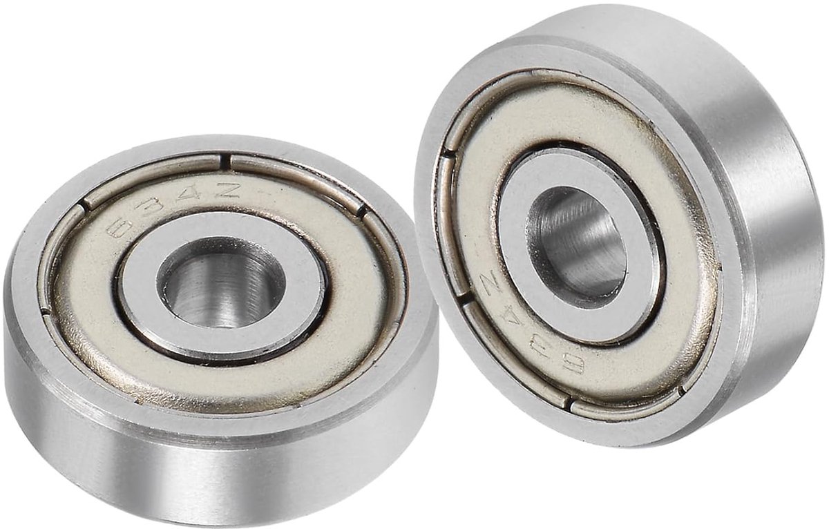 2 stuks kogellagers 634Zz, 4 x 16 x 5 mm, dubbel afgeschermde kogellagers voor industriële apparaten, motoren, machines, van roestvrij staal