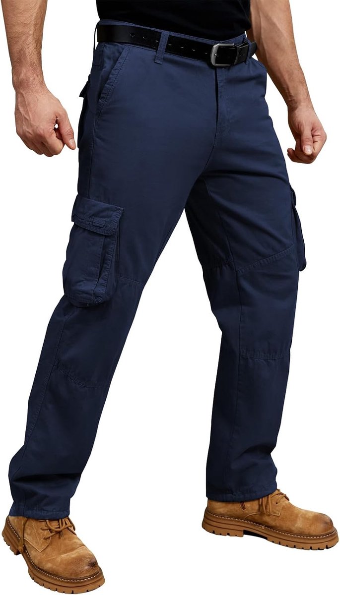 Cargobroek voor heren, stretch, katoen, cargobroek, chinobroek, vrije tijd, baggy, werkbroek, joggingbroek