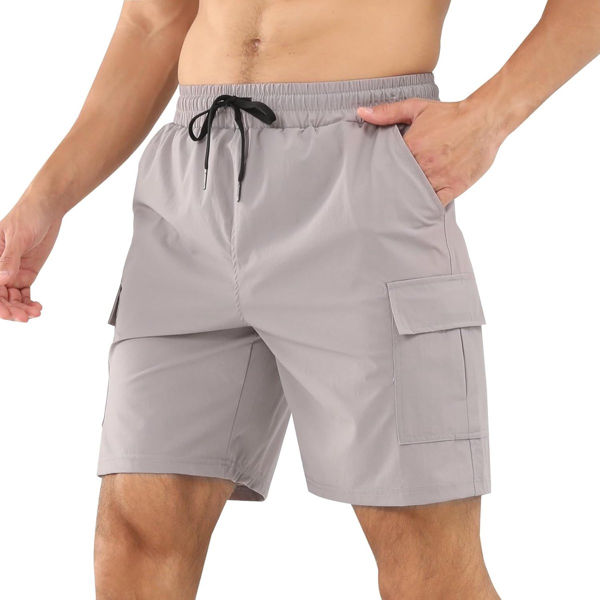 Shorts voor heren, wandelshorts, ademend, sneldrogend, klassiek, relaxte pasvorm, stretchshorts voor vrije tijd, sport, casual, outdoor, utility werkshorts met meerdere zakken