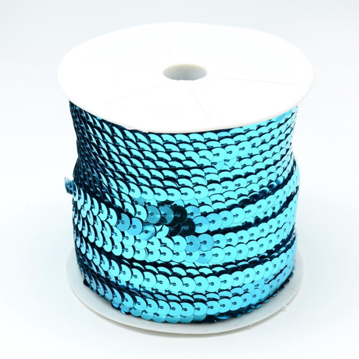Pailletten Kralen Strip Cyaan 6mm Platte Ronde Pailletten Kralen Paillette Trim String Ketting Roll voor Sieraden Maken Lint Naaien Kostuums Ornament