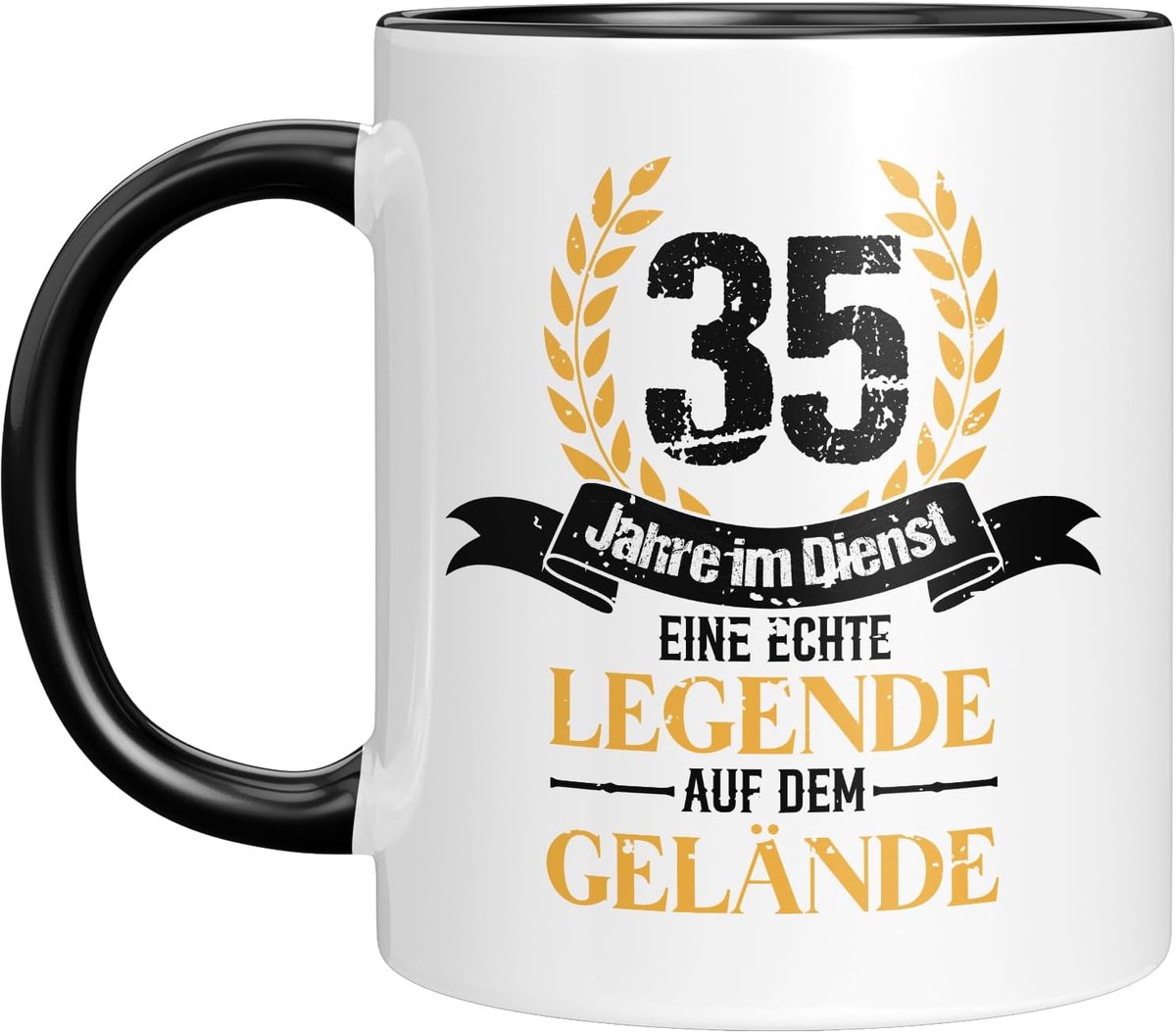 Beker voor jubileum | 35 jaar in dienst | Een echte legende op het terrein | Cadeau-idee voor jubileum en langjarige medewerkers | Koffiebeker 330 ml