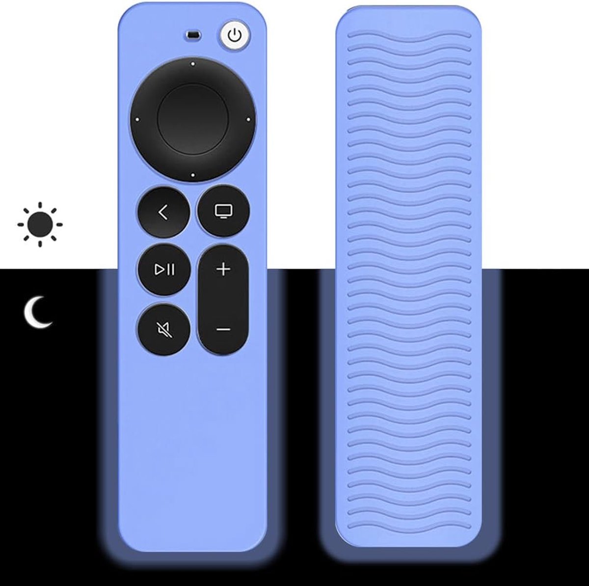 Afstandsbediening voor Apple TV 4K Siri Remote 3rd Gen (2022) / 2nd Gen (2021) hoes - siliconen hoesje voor tv-accessoires (Blue Glow)