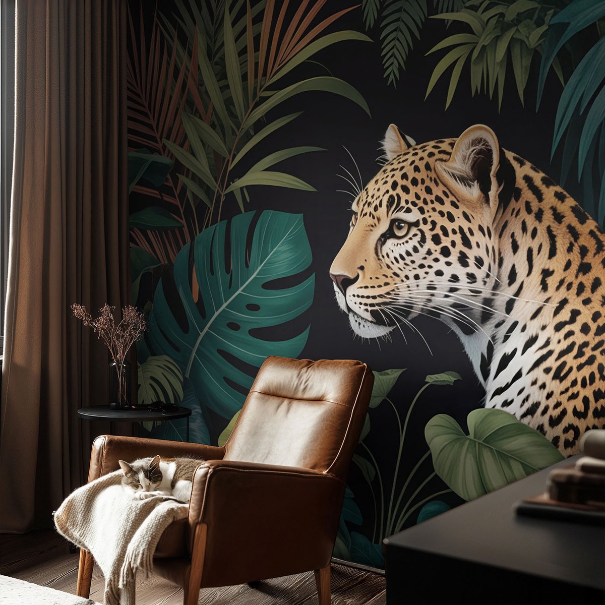 Coloray Vliesbehang - Groente Snellijm Behang - 104x70 cm - Exotische Luipaard Muurschildering - Gang behang Dieren - Fotobehang Vlies - Slaapkamer behang