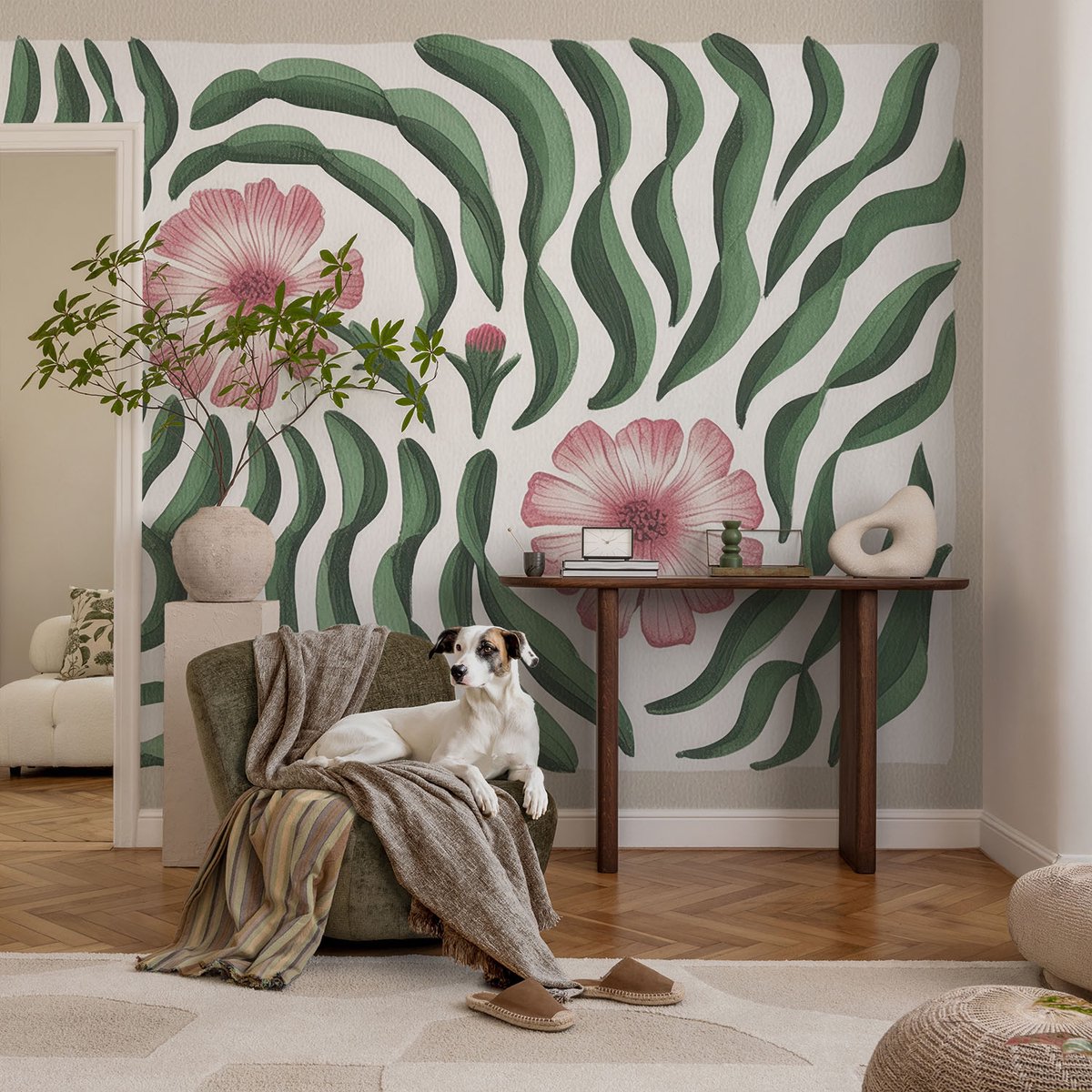 Coloray Vliesbehang - Groente Snellijm Behang - 104x70 cm - Bloemenbladeren Fotobehang Vlies - Hal behang Bloemen En Planten - Muurschildering - Hal behang