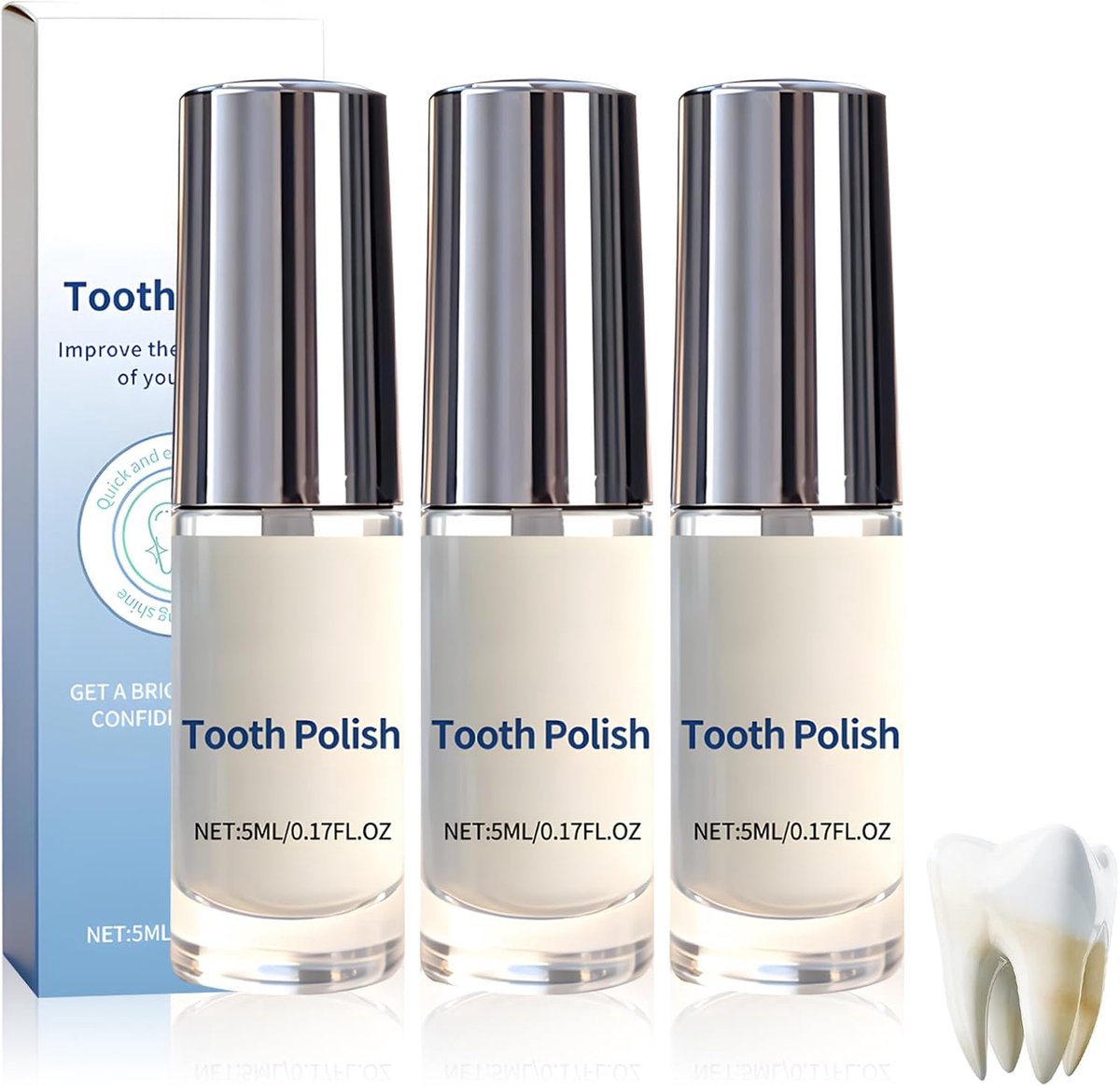 3 stuks bleekverf voor de tanden, 5 ml, witte tandlak, tandbleekverf, voor het verwijderen van vlekken, direct bleken