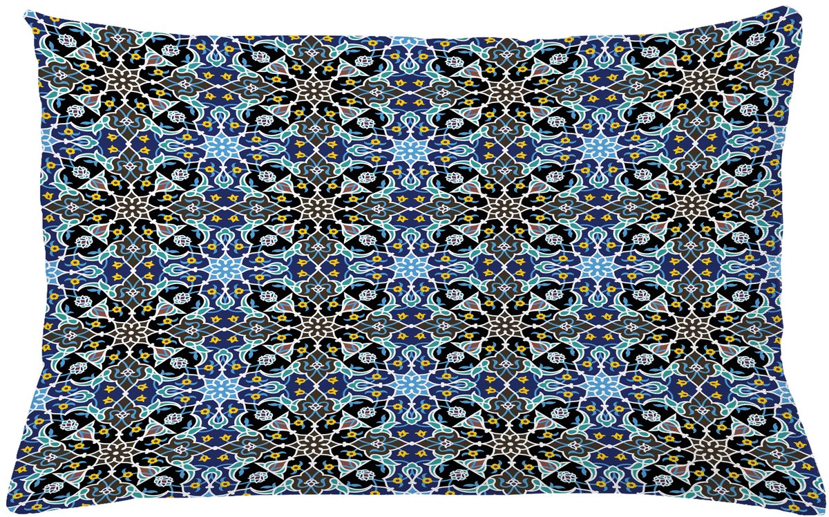 ABAKUHAUS Bohem Kussenhoes, Oosters Patroon, Met Ritssluiting, Wasbaar, Dubbelzijdige Digitale Print, Heldere Kleuren, Hoogwaardige Stof, 65 x 40 cm, Königsblau