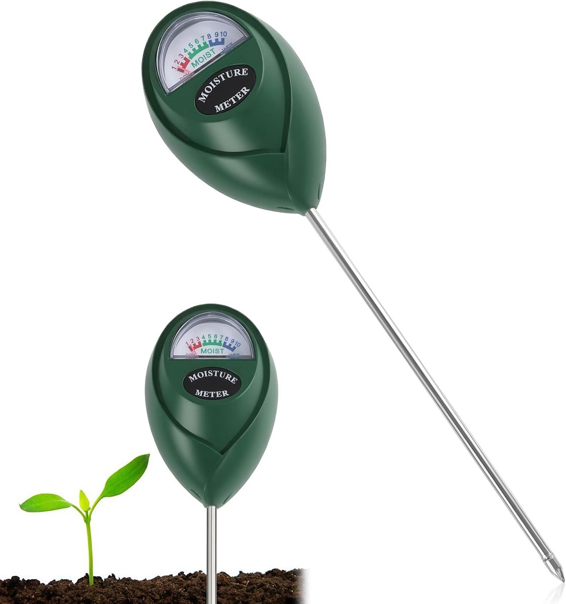 Vochtmeter voor planten en tuin, onmiddellijke meting van de bodemvochtigheid voor bloempotten, gemakkelijk te lezen, geen batterij nodig, beschermt de wortels