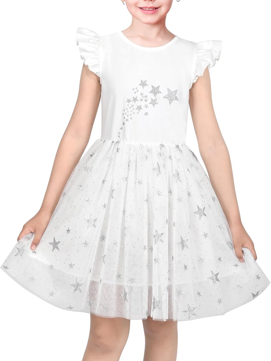 Jurk Roze Pailletten Bruiloft Hallo laag Tule Rok Tutu Flutter mouw 4-8 jaar