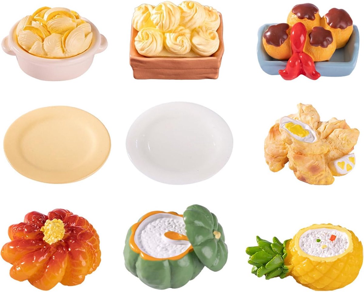 Speelgoed voor levensmiddelen, mini-voedsel, miniatuurvoeding, keukenaccessoires voor poppenhuis, kunsthars, mini-voedsel, voor poppenhuis