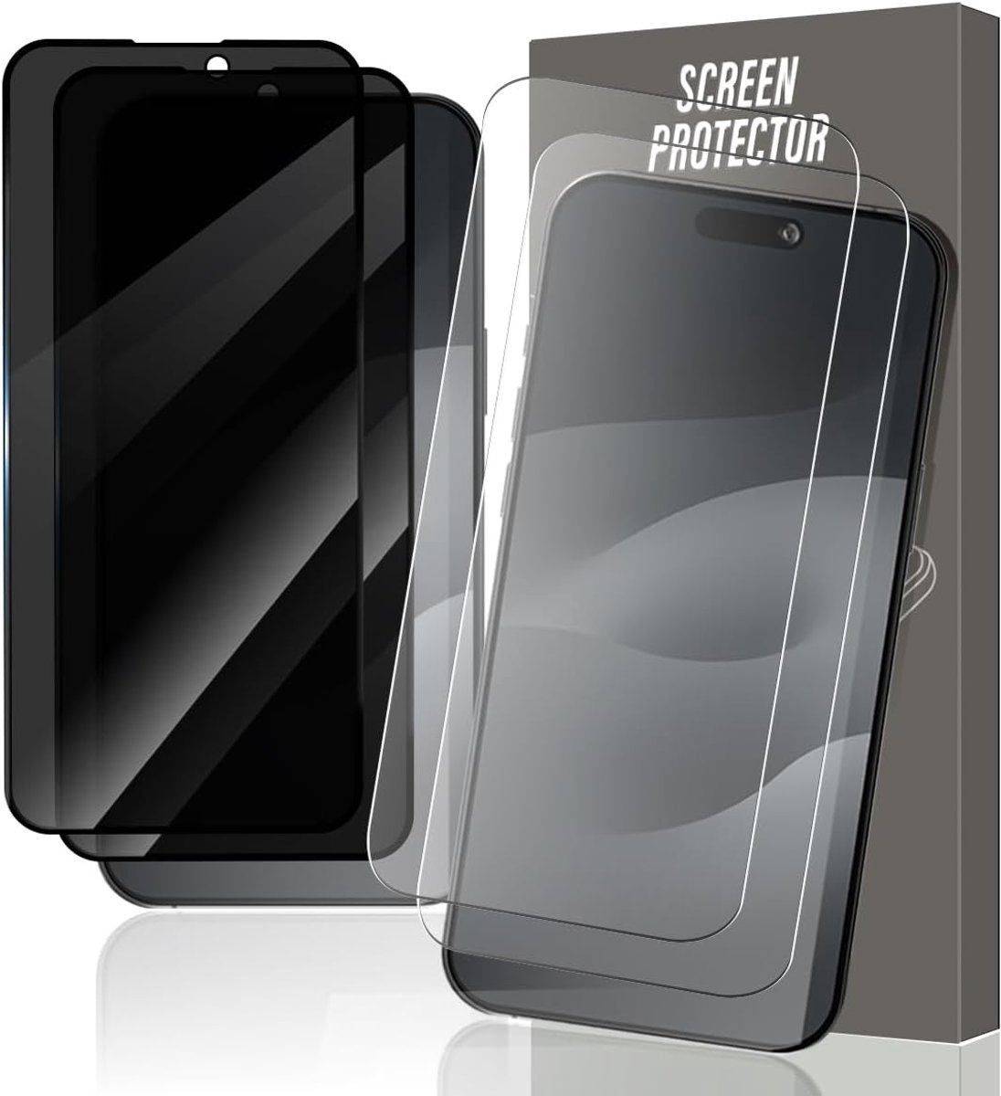 2 + 2 displaybeschermfolies voor iPhone Air, privacyfolie gehard glas en HD-displaybescherming, hardheid 9H, krasbestendig, pantserbescherming