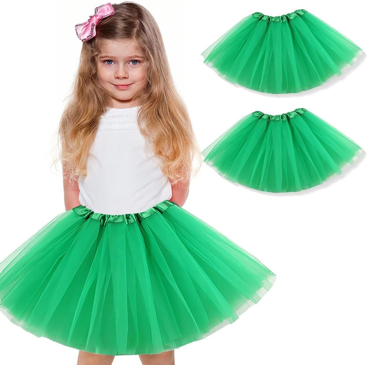 2 Stuks Feestrok voor Meisjes, Tutu-Kostuum voor Dansfeestjes, Tule Balletrok, Ballet Petticoat, Groen